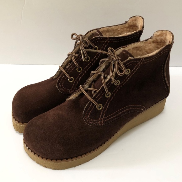 Vintage Shoes - Vintage Brown Suede Leather Winter Ankle Boots 10